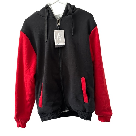 ZITY Fleece Jacket Hoodie for Women / Sweatshirt Heavy Hoodie Navy & Red, SZ Med - Picture 1 of 12